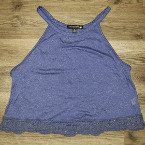 🎄 XL Juniors Blue Marled Crop Tank (crochet) EUC